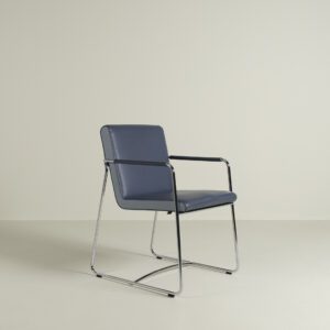 Leolux Spring Stoel Blauw Leer - Chroom