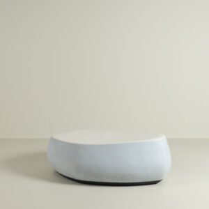 Moroso Fjord Poef Wit/Ijsblauw Leer/Stof