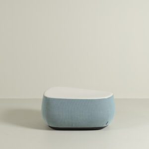 Moroso Fjord Poef Wit Leer/Blauw Stof