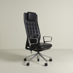 Vitra ID Trim L Bureaustoel Zwart Leer - Aluminium