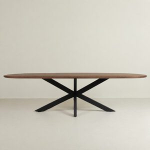 Design Eettafel Eikenhout (280 cm) - Spinpoot Zwart Metaal