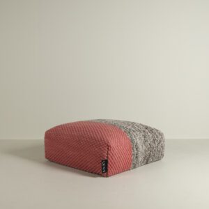 GAN Mangas Space Poef Plait Coral Koraalrood/Grijs Wol