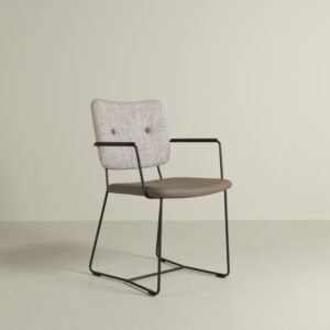 Bert Plantagie Kiko Stoel Beige/Taupe Stof/Leer - Zwart
