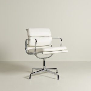 Vitra EA 208 Soft Pad Stoel Wit Leer - Chroom