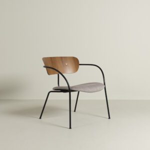 &Tradition Pavilion AV6 Fauteuil Grijs/Bruin Stof/Hout
