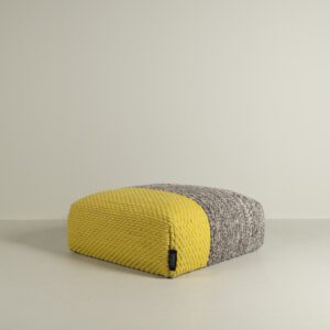 GAN Rugs Mangas Space Square Plait Poef Geel/Grijs Wol