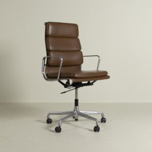 Vitra EA 219 Soft Pad Bureaustoel Camel Leer - Aluminium